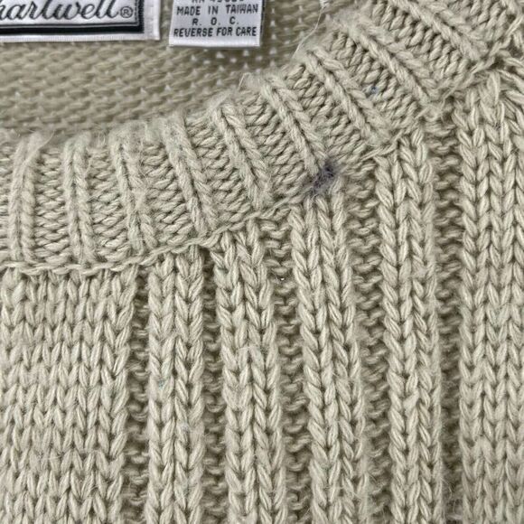 Vintage 90s Sweater Brown Ombre Stripe Womens Size Large Crew Neck Cartwell Top - Picture 5 of 6